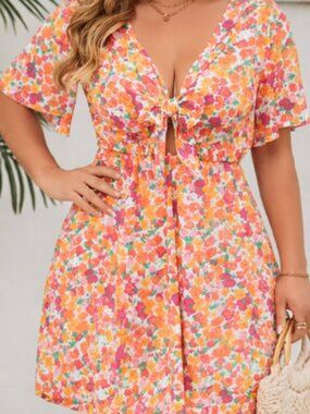 Floral Tie-Front Mini Dress